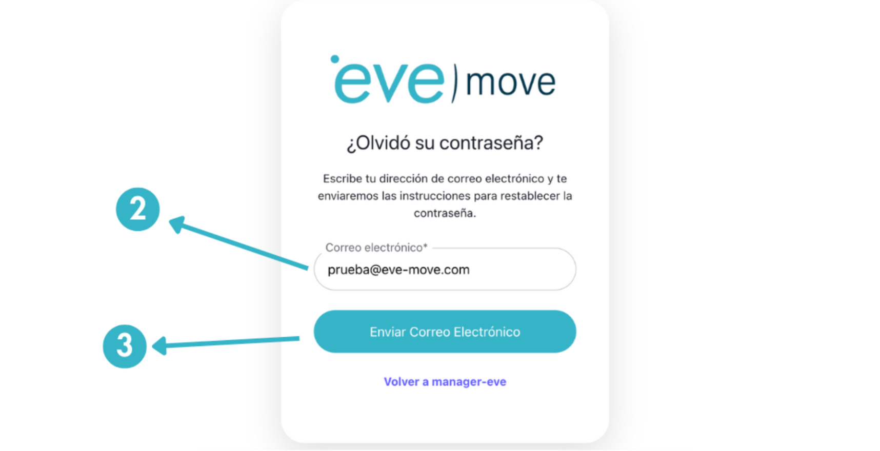 Pantalla para enviar correo de restablecimiento